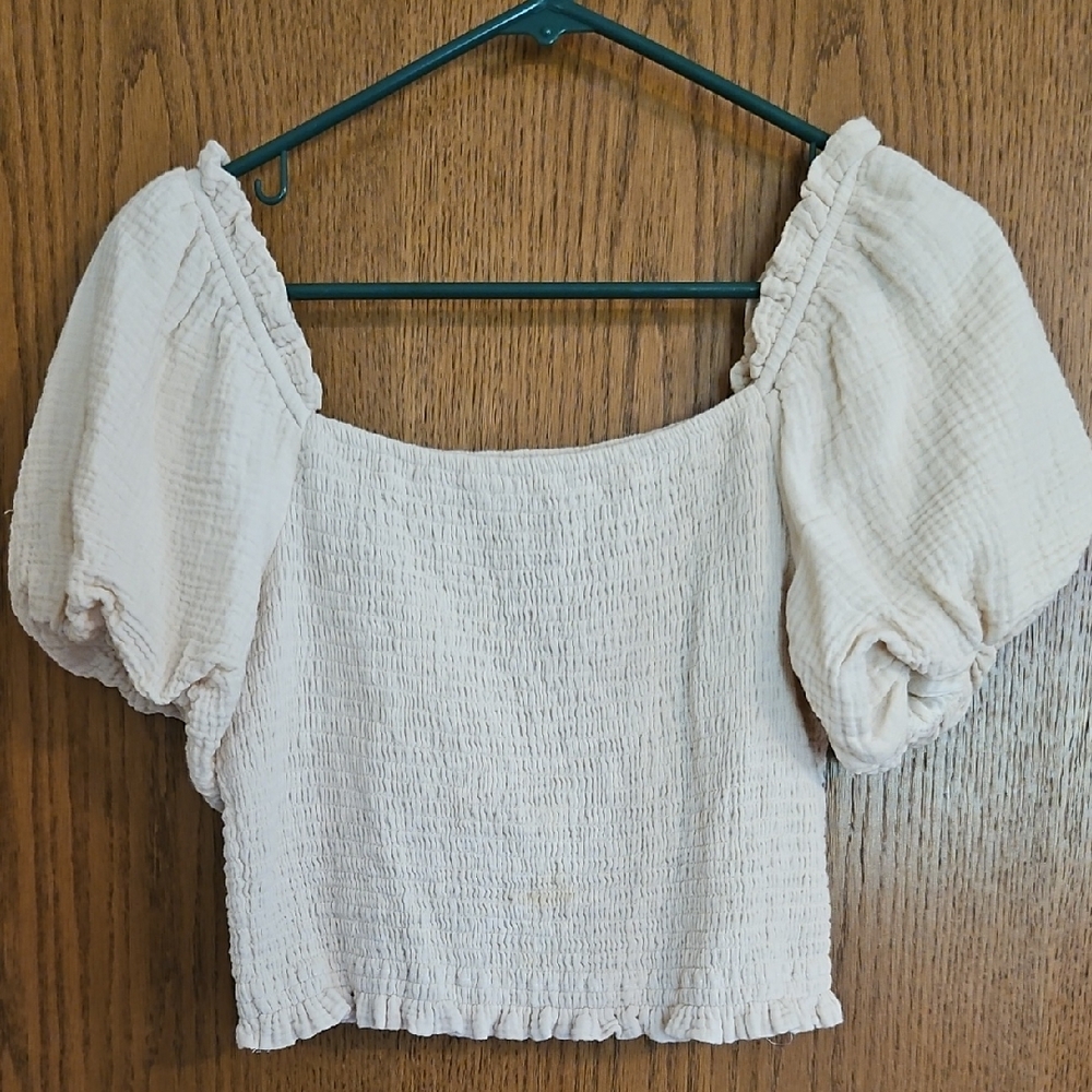 Lush Cream Puff Sleeve Blouse